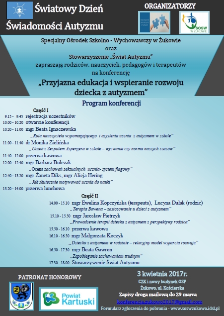 Konferencja "Przyjazna edukacja i wspieranie rozwoju dziecka z autyzmem" w Żukowie