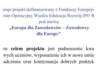 „EUROPA DLA ZAWODOWCÓW – ZAWODOWCY DLA EUROPY” – ZSP w Sierakowicach