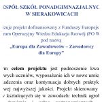 „EUROPA DLA ZAWODOWCÓW – ZAWODOWCY DLA EUROPY” – ZSP w Sierakowicach