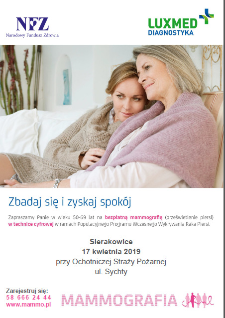Badania mammograficzne w Sierakowicach