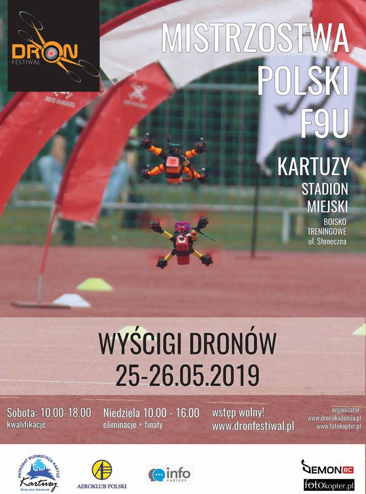 Mistrzostwa Polski F9U 2019 w Wyścigach Dronów - Kartuzy